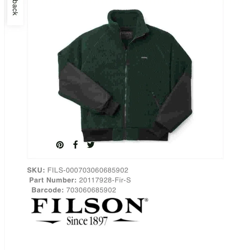 $195 Men's Sherpa Fleece Bomber Jacket - Fir XS Vintage